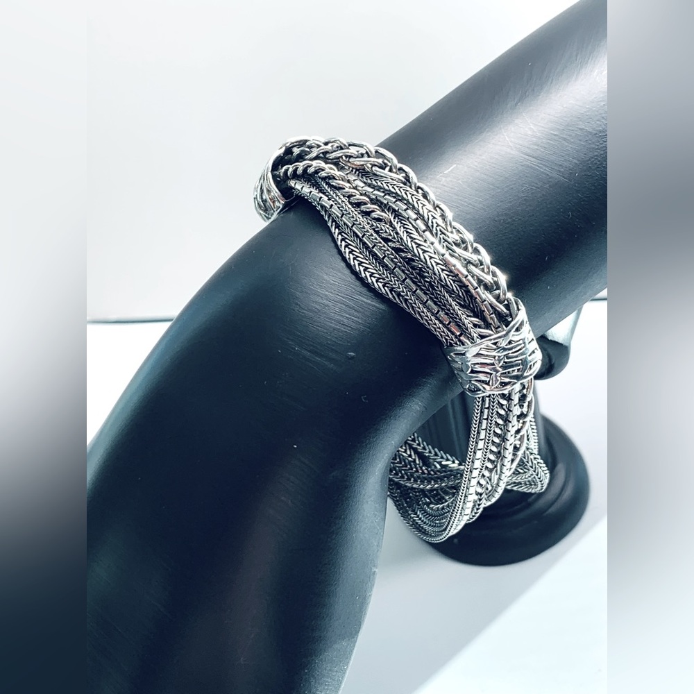 Silpada Sterling TALK OF THE TOWN Mixed Chain 3-Station Bali-Inspired Bracelet - Picture 7 of 16